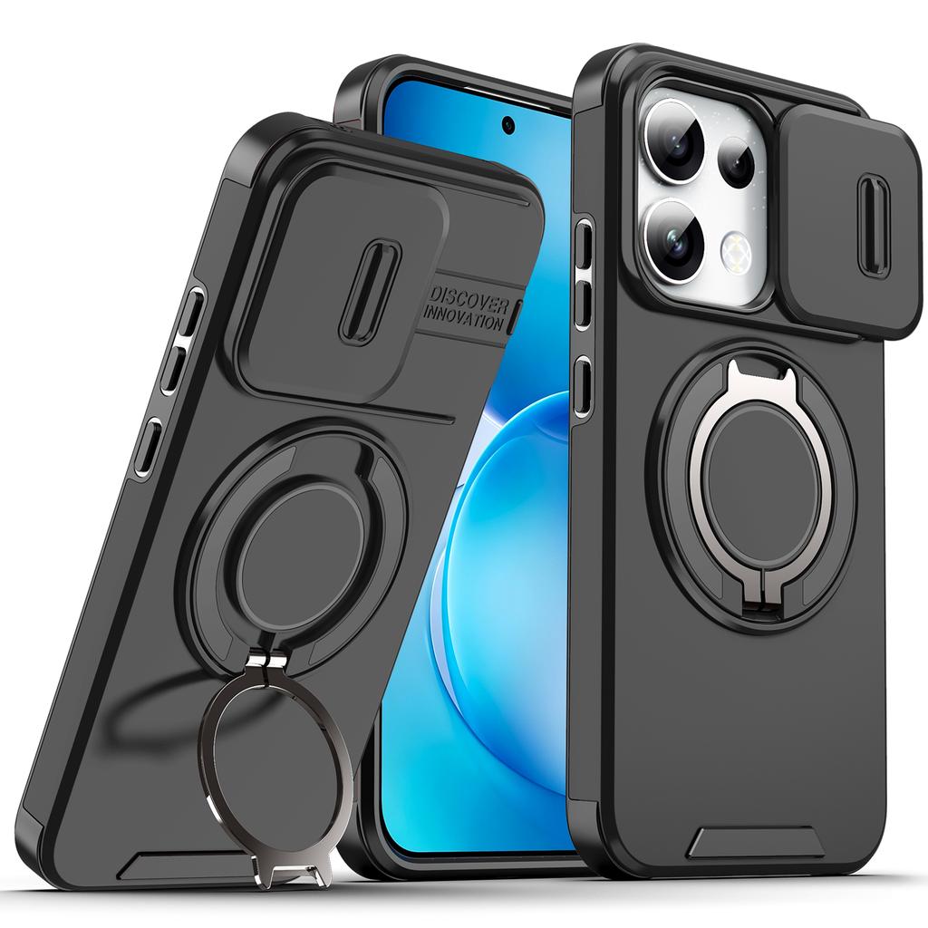 Magnetic Metal Ring Stand Armor Case For OPPO Reno 15 16 Pro Reno15 FS 15F Reno16 FS 16F Slide Push Window Lens Protection Cover