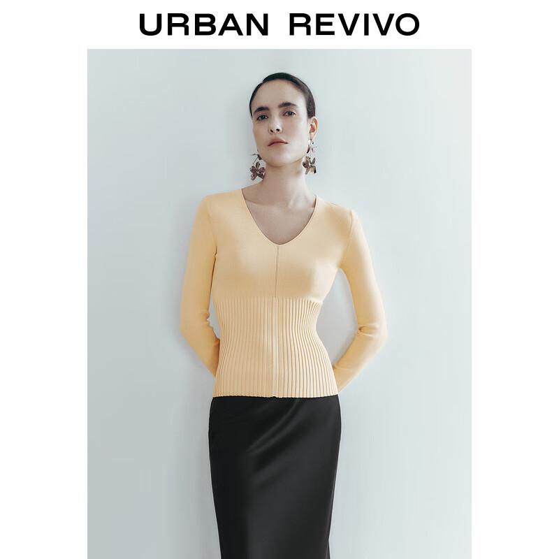 UR Damen V-Ausschnitt Rippstrickpullover