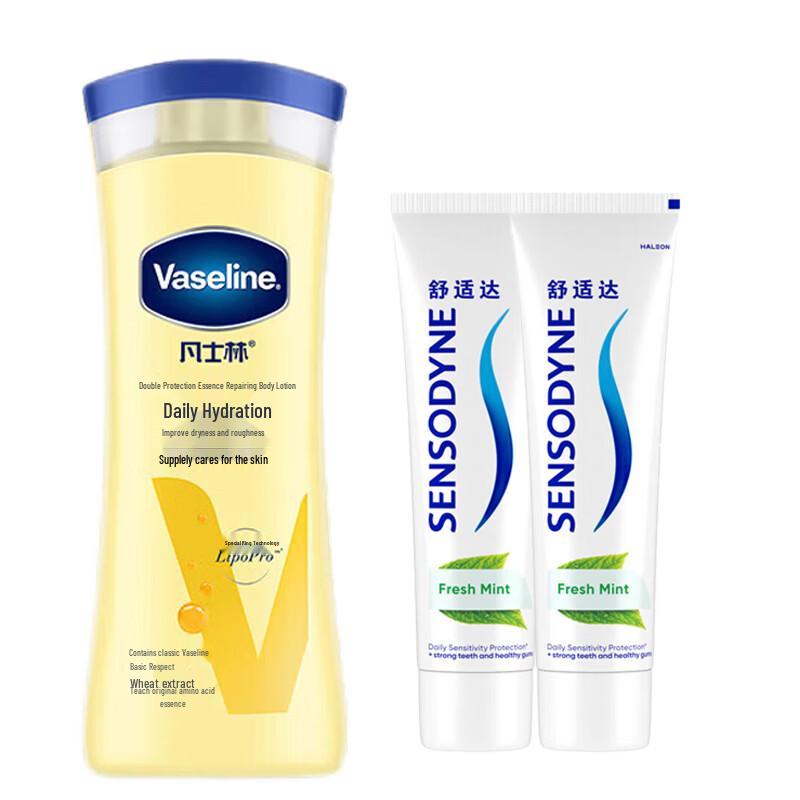 Sensodyne Fresh Mint Toothpaste & Vaseline Body Lotion Bundle