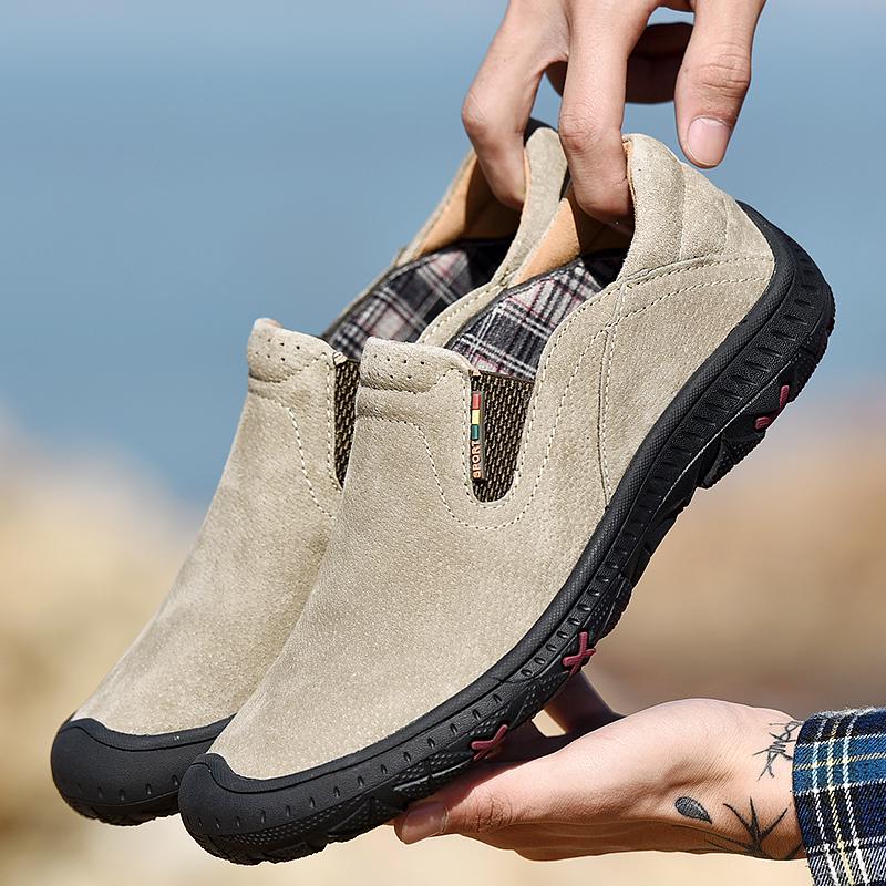 38-48 Casual Men's Shoes Retro British Style Leather Large Size Two-layer Pork Skin Driving Car Shoes