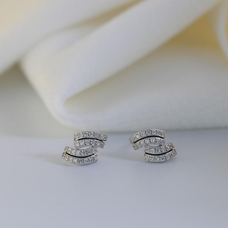 Fashionable Double Row Diamond Earrings for Women  New Trendy Light Luxury Niche Design Earrings