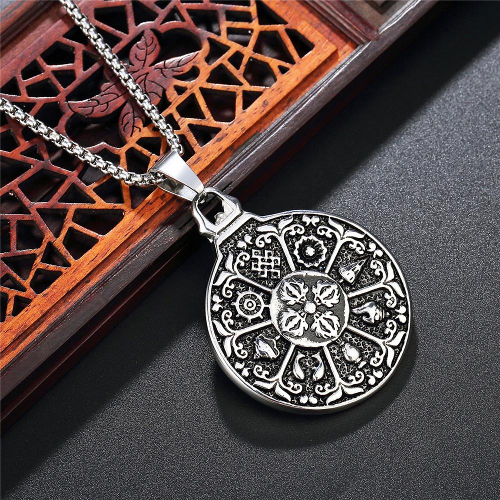 Retro Amulett Neun Paläste Bagua Anhänger Edelstahl Tierkreis Herren Halskette Punk Anhänger Kette Schmuck Geschenk