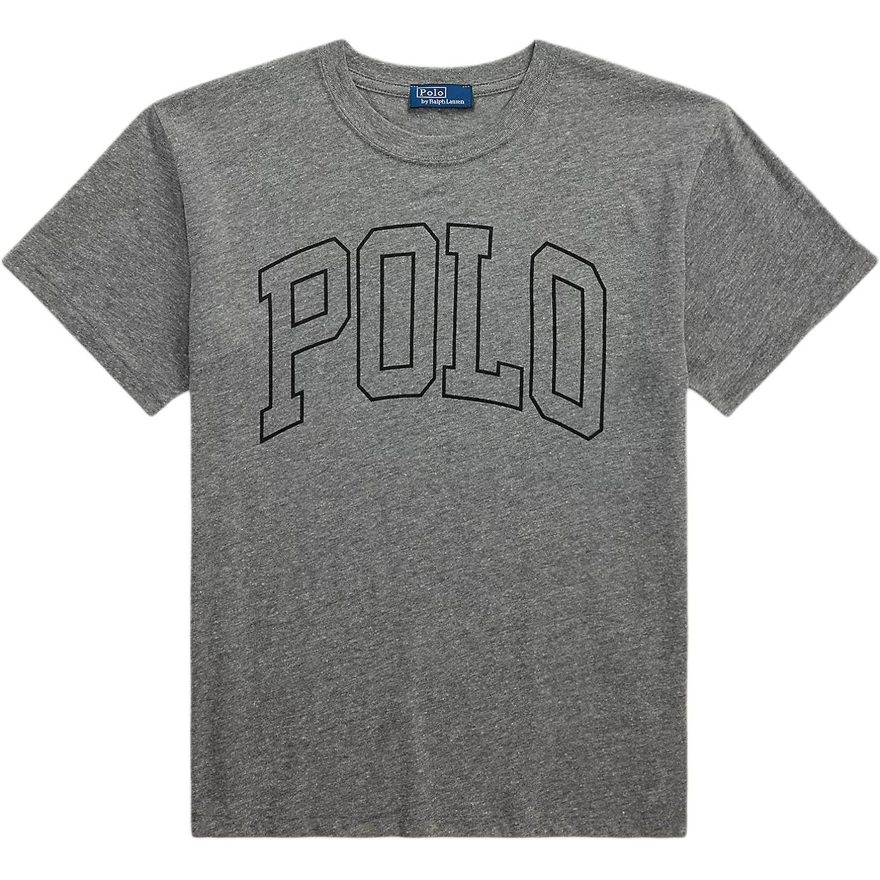 

Polo Ralph Lauren Однотонная трикотажная футболка с круглым вырезом и коротким рукавом с надписью Женские футболки Серый 211971711-001 M