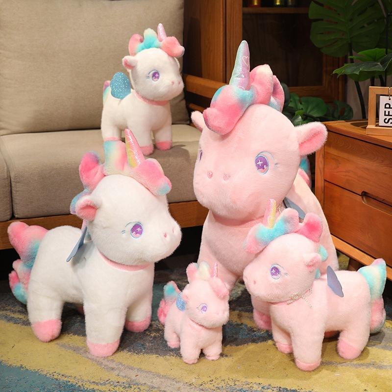 Rosa Regenbogen Einhorn Puppe Kleine Pegasus Puppe Plüschtier Mädchen Geburtstagsgeschenk Beruhigende Puppe