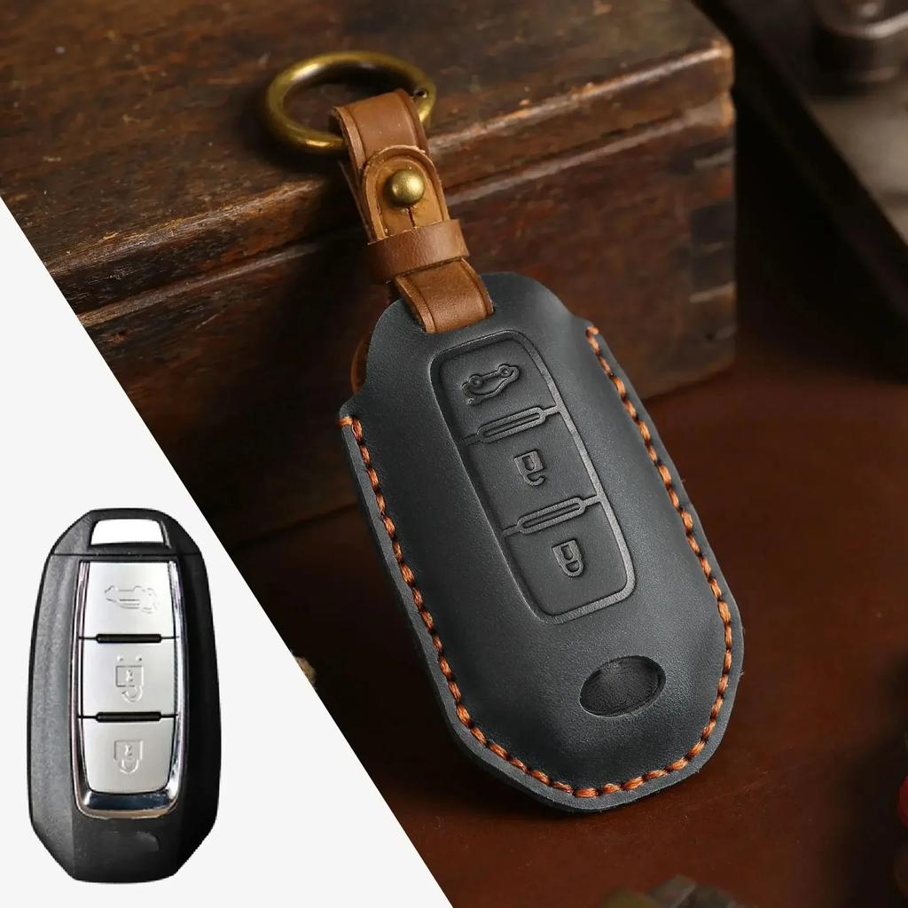 Leather Car Key Case Cover Holder Keychain Shell for Nissan Juke Leaf Micra K12 Note Patrol Qashqai J11 J10 Tiida Versa X Trail