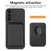 For Samsung Galaxy A54 5G Detachable 2-in-1 Magnetic Card Holder Phone Case Carbon Fiber Texture Protective Cover