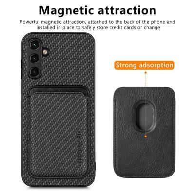 Pro Samsung Galaxy A54 5G Odnímatelný 2v1 Magnetický držák na karty Pouzdro na telefon Textura karbonových vláken Ochranný kryt