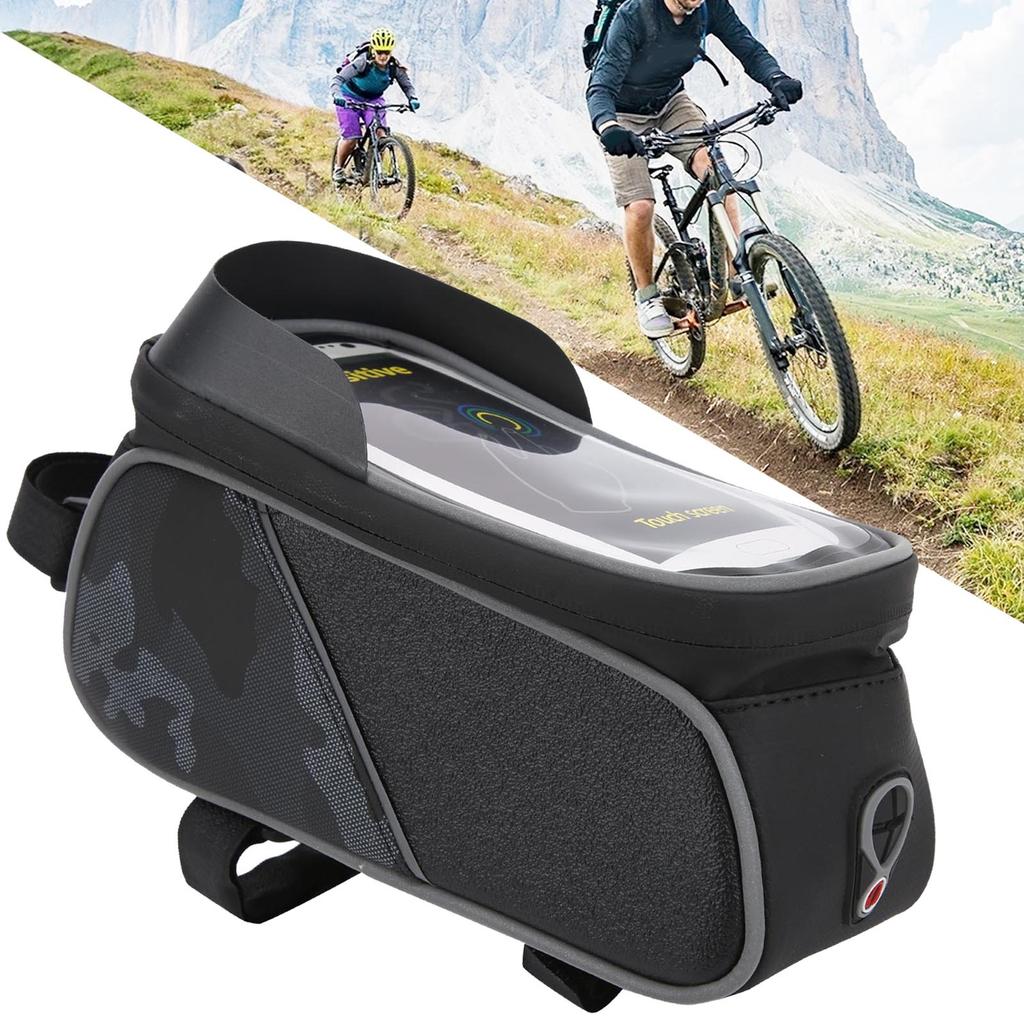 Bike Front Frame Bag Waterproof TPU Sensitive Touch Screen Top Tube Phone Mount Bag Pouch