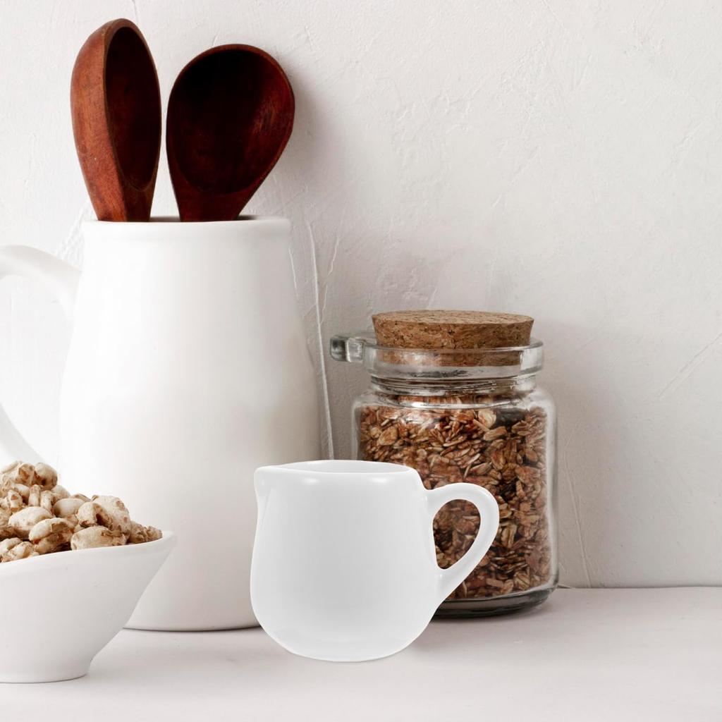 Luxshiny 6-Piece Ceramic Milk Pitcher, Small Mini Sauce Jug, Coffee Creamer, Easy-to-Use Milk Cup for Home and Restaurant Use