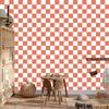Checkerboard Wallpaper Coral, White and Peach 50x1000