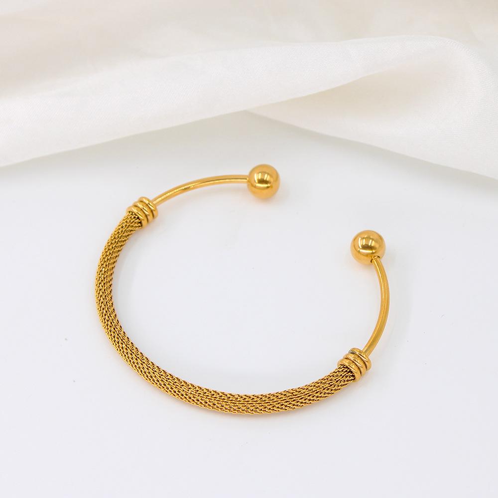 Elegant High-End Stainless Steel Round Head Mesh Bangle Bracelet