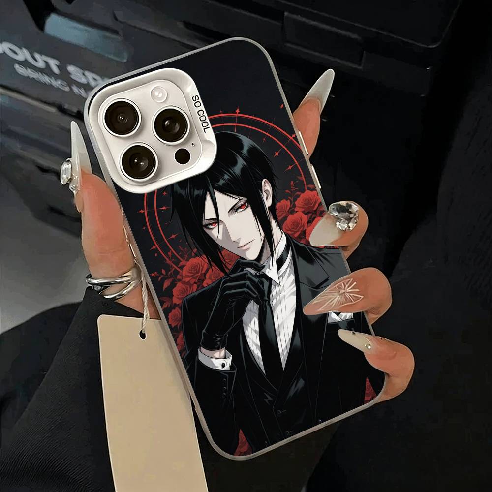 Classic anime-B--Black- Butler Phone Case For iPhone 11 12 13 14 15 16Pro Max Plus White Sliver Phone Cover