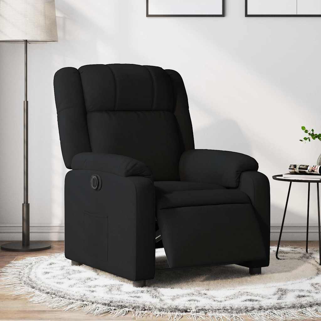 Electric Recliner Chair Black Fabric