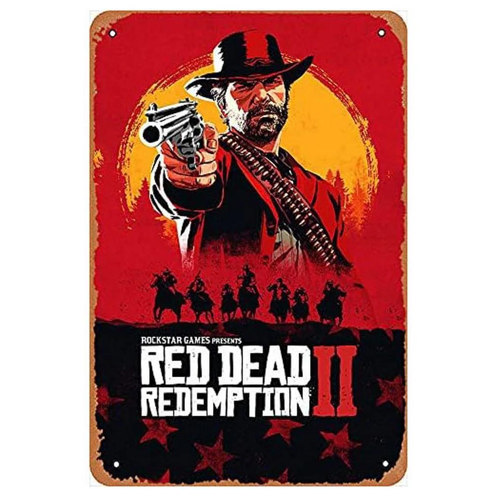 Klassische Videospiel-Deko: Vintage-Metallschilder mit Red Dead Redemption-Motiven, lustige Poster, Wanddekoration für Bar, Pub, Männerhöhle