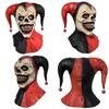 Menacing Clown Mask with Horns - Bleeding Skull Bell Earrings & Pumpkin Pendants for Halloween Cosplay Parties & Haunted Houses