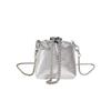 PU Bucket Soild Shoulder Bags Chains Party Crossbody Bags for Women 2024 High Quality Fashion on Sale Bolso Bombonera Con Cadena