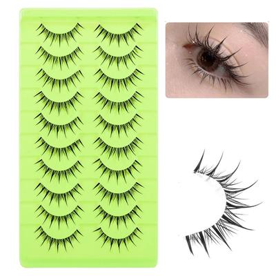 Clear Band Anime Manga Lashes Japanese Spiky Lashes 10 Pairs Stage Fake Eyelashes  for Women