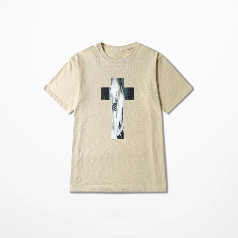Cross Hip Hop Harajuku flat Print 100% pure cotton T-shirt Street Punk men's short-sleeved T-shirt Retro Gothic Y2Kt T-shirt