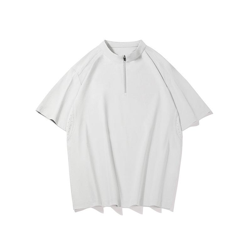 Stand-up Collar Half-Zip Short-Sleeve T-Shirt Summer Solid-Color Outdoor Sports Cooling Fashion Brand Top