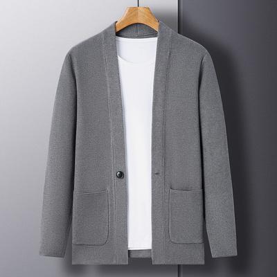 Cardigan da Uomo Nuovo Autunno Manica Lunga Lavorato a Maglia Cardigan Giovane Casual Maglia Base