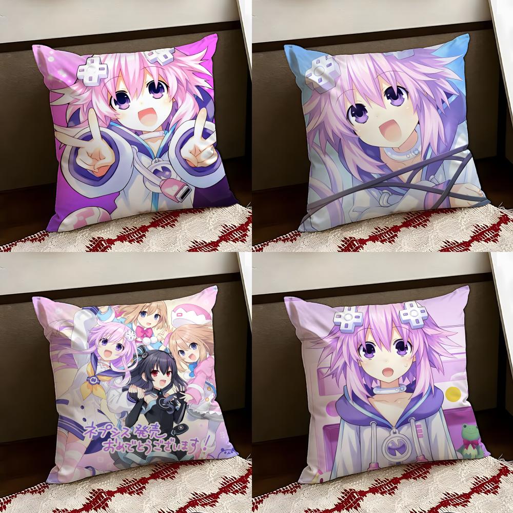 Hyperdimension Neptunia Cute Cushion Cover Reversible Soft Durable Pillow Cover Home Car MultiScene Use for Daily Comfort