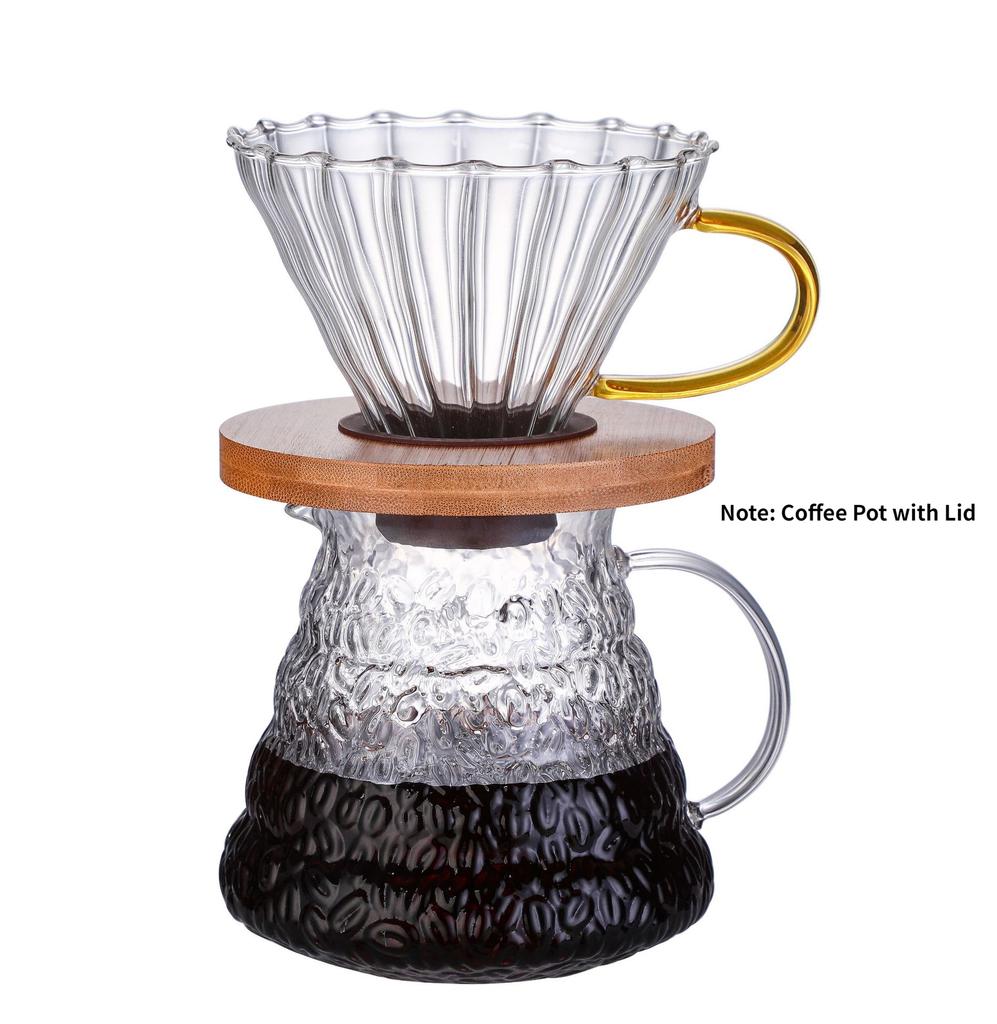 High Borosilicate Glass Coffee Percolators, Hand Drip Sharing Pot, Filter Funnel Set, Coffee Maker, Heat- Resisting, Household