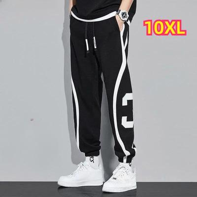 Pantalones deportivos de polar con cordón ajustable para hombre, pantalón recto con bolsillo digital y diseño de patchwork, talla grande 10XL, moda coreana para otoño e invierno