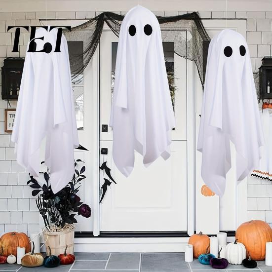 Hanging Ghost Decorations for Yard 3Pcs Halloween Decorations, Spooky Flying with Festival Atmosphere Decor Lanyard Haunted House, Outdoor,