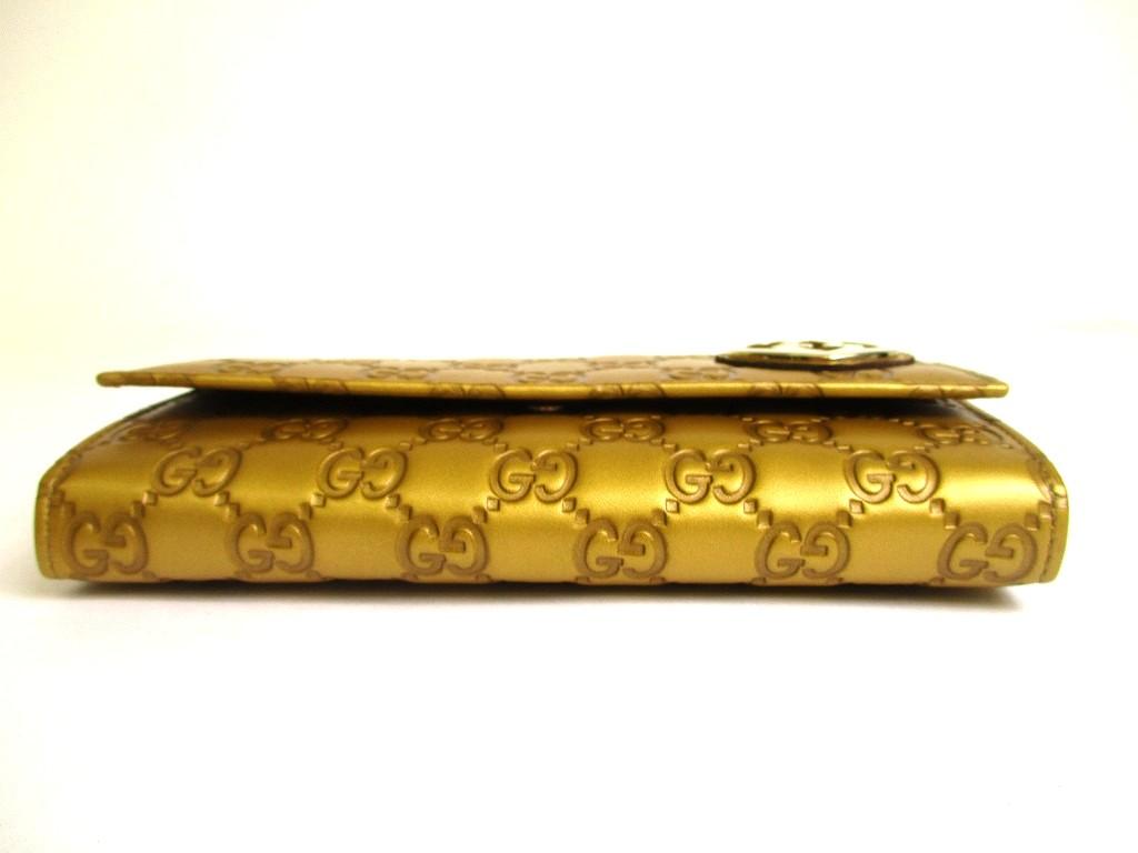 Authentic GUCCI Guccissima Gold Leather Heart Motif Flap Wallet #a776  Refurbished