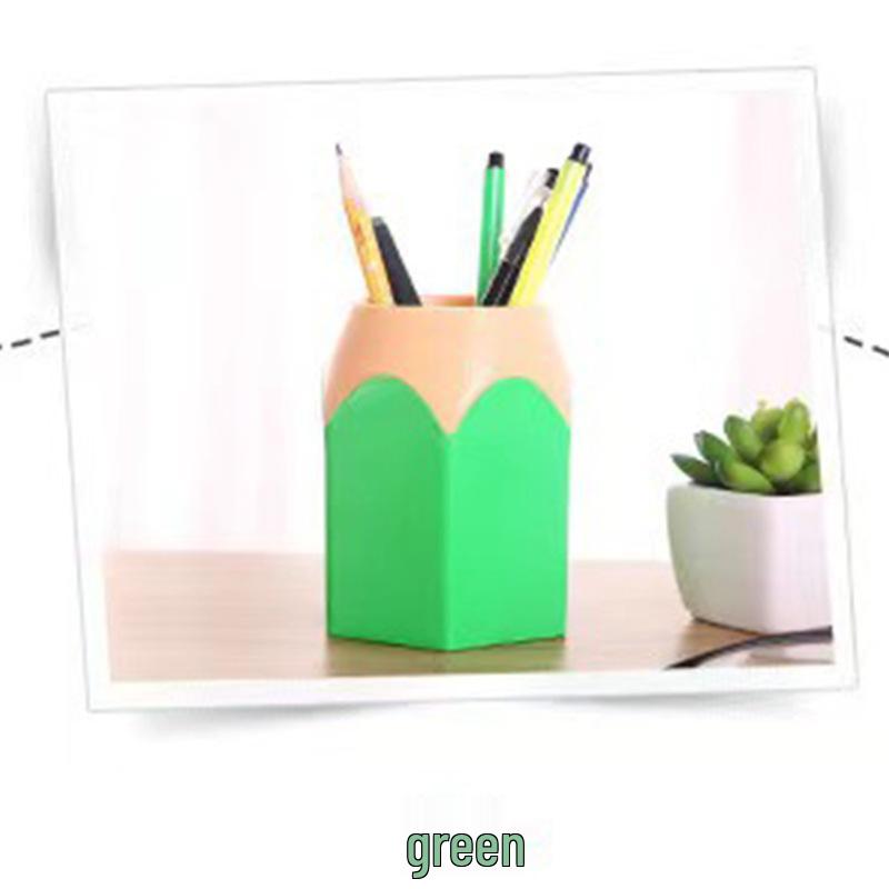 Creative Large Pencil Head Storage Box - Color Block Desk Organizer & Pen Holder 