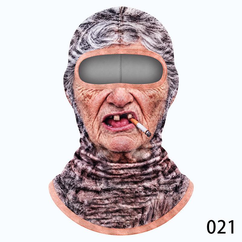 Funny Old Man Ski Mask Realistic Face Summer 3D Printed Full Face Mask For Skiing Snowboarding Outdoor Sports