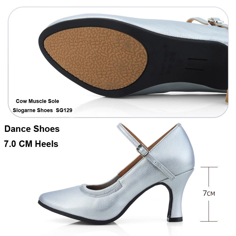 

Женская танцевальная обувь, танцевальная обувь для вальса, серебряная современная танцевальная обувь, туфли на каблуке 7 см, 5 см, 3,5 см, на выбор, мягкая подошва из коровьей кожи для латинских танцев 40