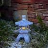 Polyresin For Garden Statue Pagoda Lantern Outdoor Decor Solar LED Lighting