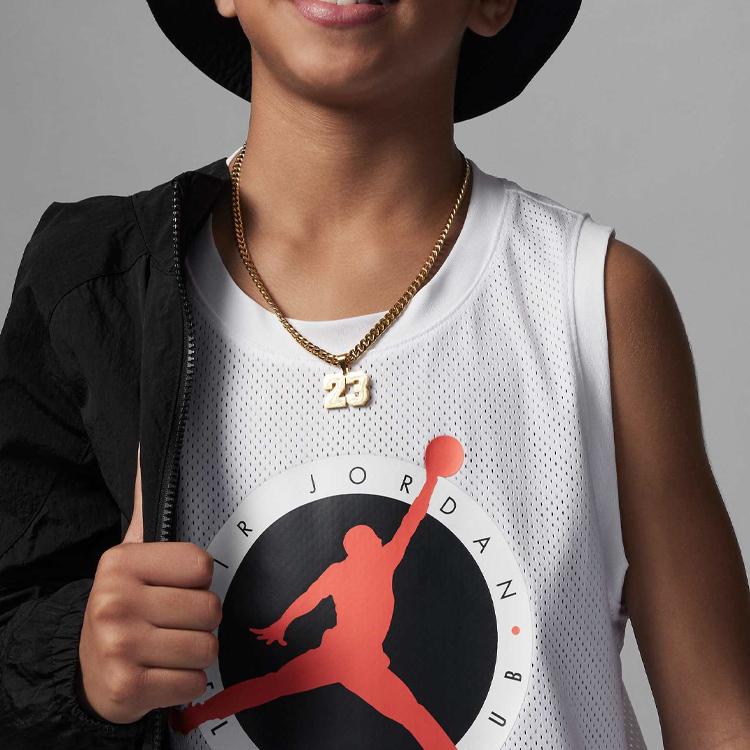 Jordan Flight MVP Letter Logo Print Round Neck Sleeveless Vest Kids Tops White FQ0763-100
