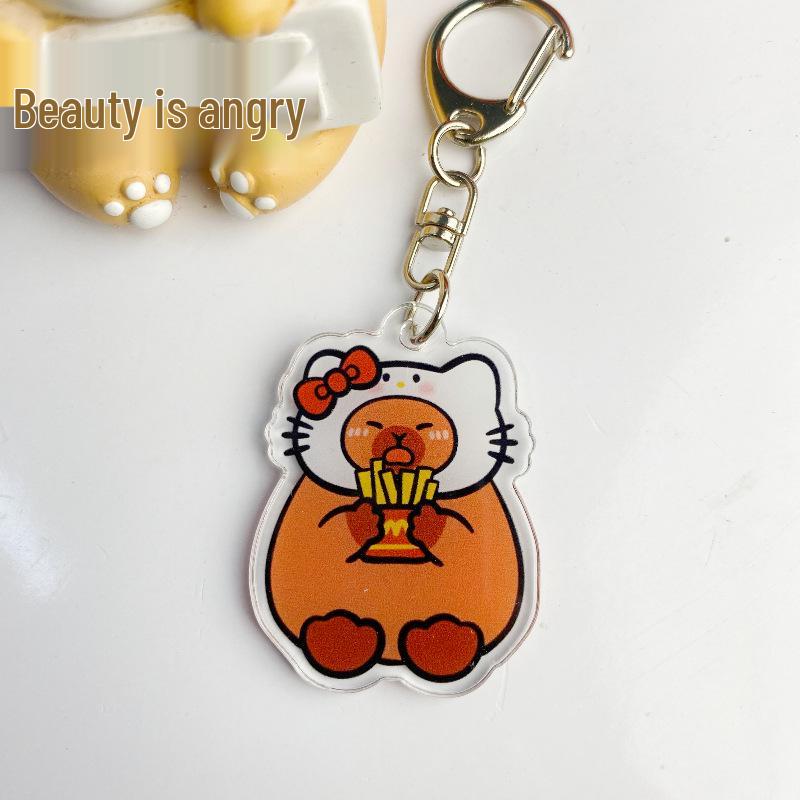 Double-Sided Acrylic Guinea Pig & Capybara Keychain – Cute, Funny Backpack Pendant, Small Gift