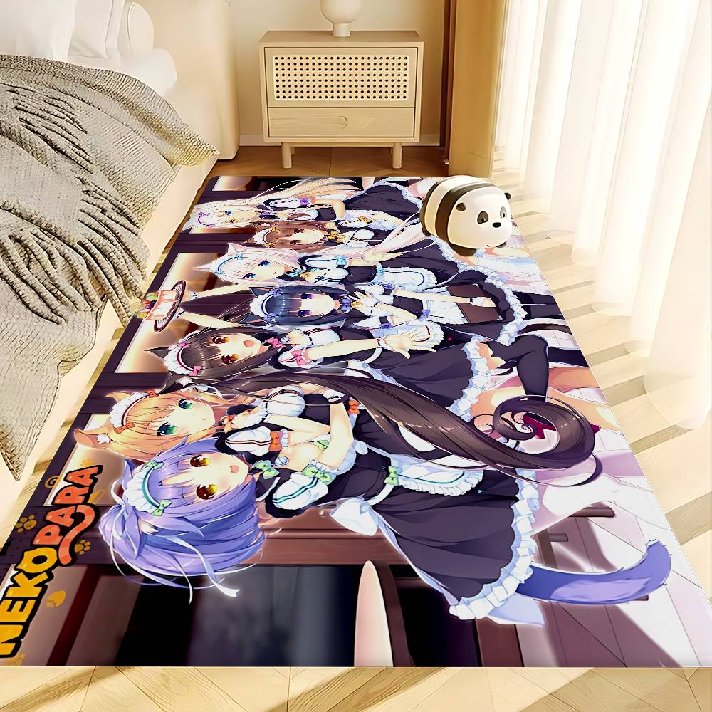 Nekopara Anime Room Mats Anti-slip Absorb Water Long Strip Cushion Bedroon Mat Household Carpets