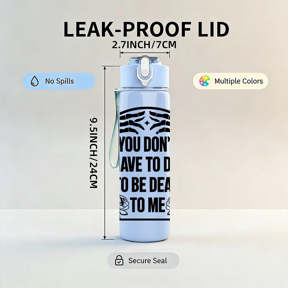1PC Anti Depression Quote Text 750ml Color Plastic Sports Water Bottle Leakproof Flip Straw Lid Suitable for Sports Office Home Use