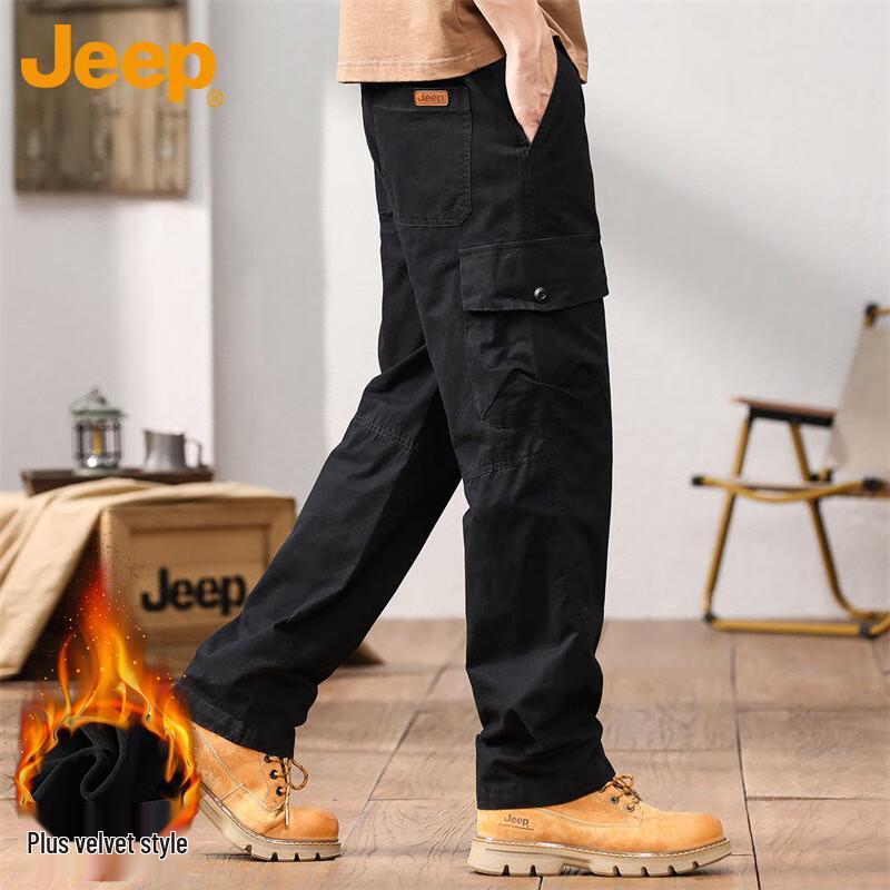 

JEEP Men s Autumn/Winter Casual Straight Leg Cotton Cargo Pants M