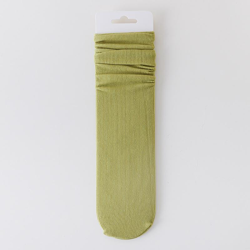 White Ice Socks Summer Thin Mid-Leg Socks Trendy Black Calf Socks Stacked Socks Ice Silk Stockings Summer