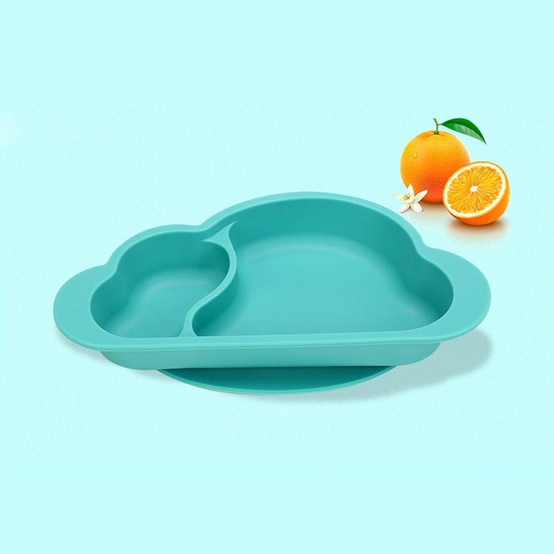 Baby Silicone Dinner Plate Cute Cloud Shape Divided Design Suction Toddler Plate for Eating