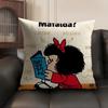 MMafalda Cartoon Cute Cushion Cover Natural Linen Organic Fabric DoubleSided Printing Sofa Home Decor Gift Pillow Case