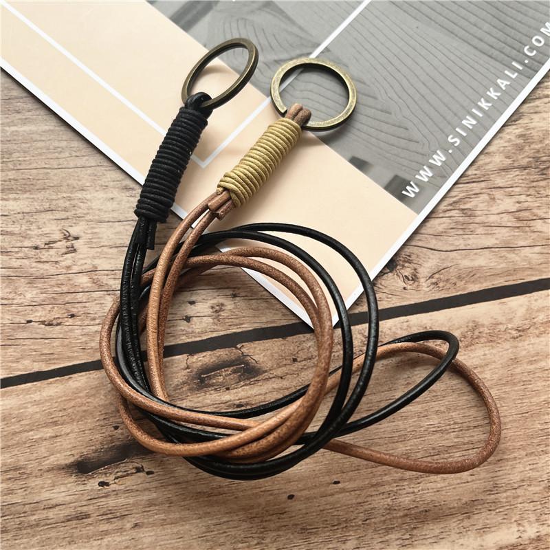 Lanyard Retro Keychain on the Phone Chain Cowhide Neck Key Lanyard Rope for Mobile Phone Accessories Genuine Leather Strap