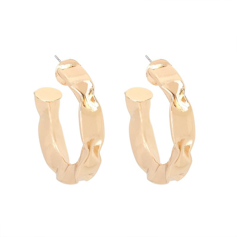 French new accessories geometric C-shaped irregular glossy earrings ins same temperament earrings