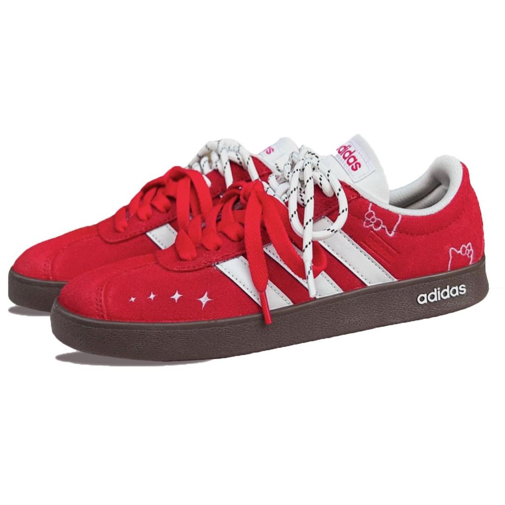 Adidas VL COURT 2.0 Leather Cushioning Abrasion Resistant Low top Skateboard Shoes Unisex Scarlet HQ1802(Team1071-)