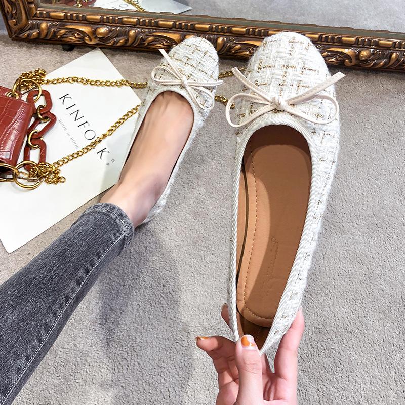 Schoenen met ronde neus, damesschoenen voor de lente, nieuwe platte zool, Koreaanse versie, veelzijdige Doudou-schoenen voor dames, damesschoenen met zachte zool, Xiaoxiangfeng damesschoen