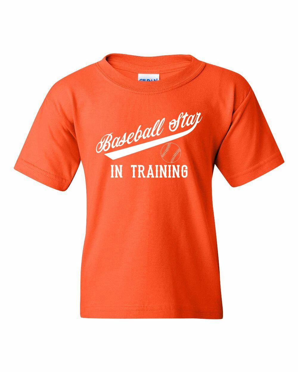 BASEBALL STAR IN TRAINING Youth Kids Orange kids boys T-Shirt S-XL FREE S&H! 130