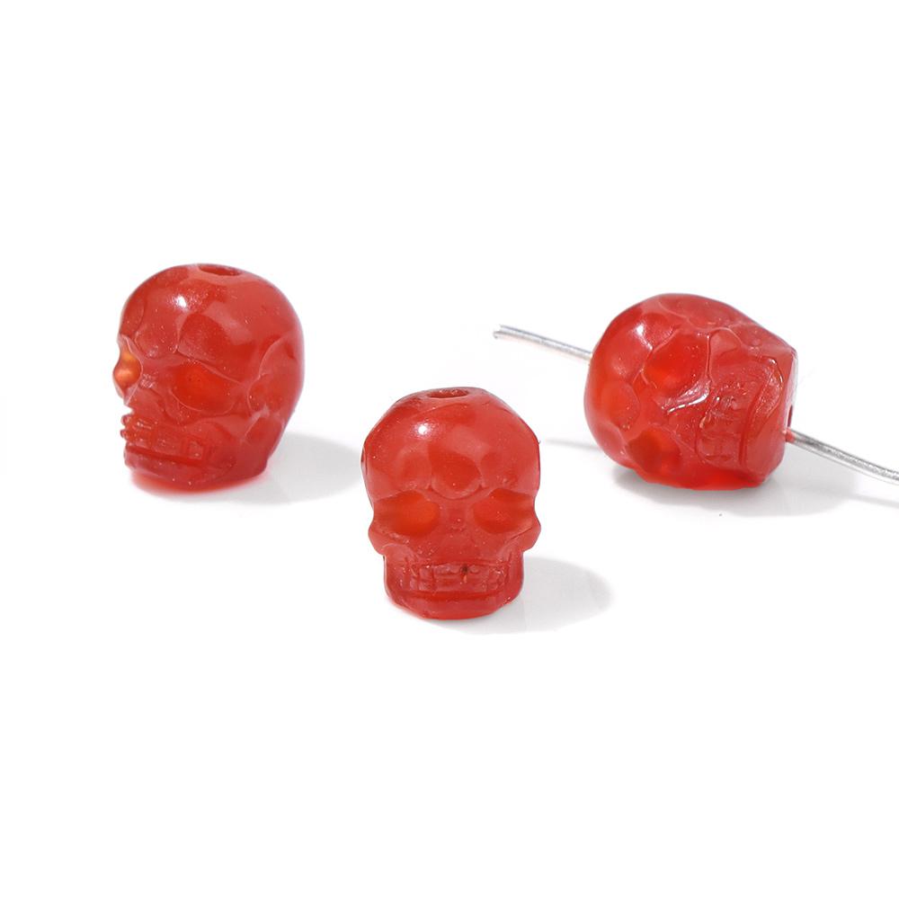 Mini Skull Head Statue Natural Stone Spacer Beads Charm Healing Crystals Reiki Carved Witchcraft Figurine Mineral Accessory Gift