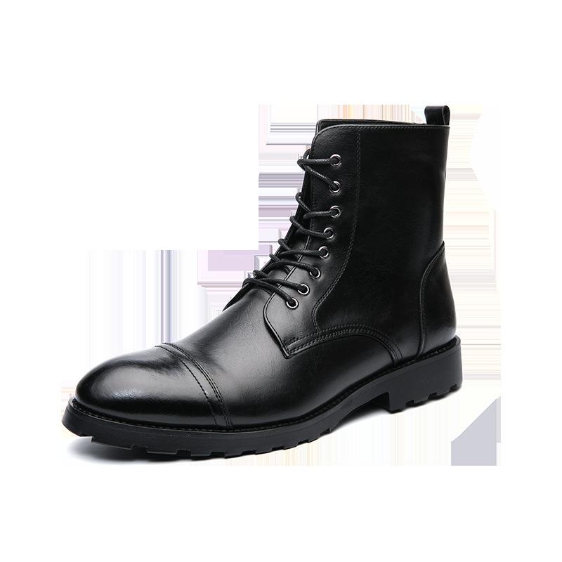 

Martin boots men s high-top British style Korean version new boots tooling boots men s leather shoes high leather shoes 38 чёрный
