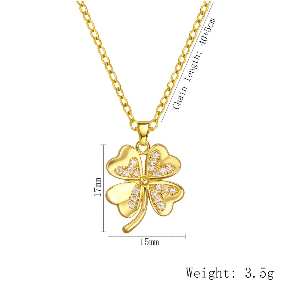 Koreanischer Zirkon Schmetterling Halskettenanhänger Damen Exquisites Kleeblatt Blume Design Nischenstil Schmuck Perfektes Geschenk