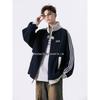 American Trendy Striped Baseball Jacket - Unisex Autumn/Winter Heavyweight Sportswear for Teens with Patchwork Design
